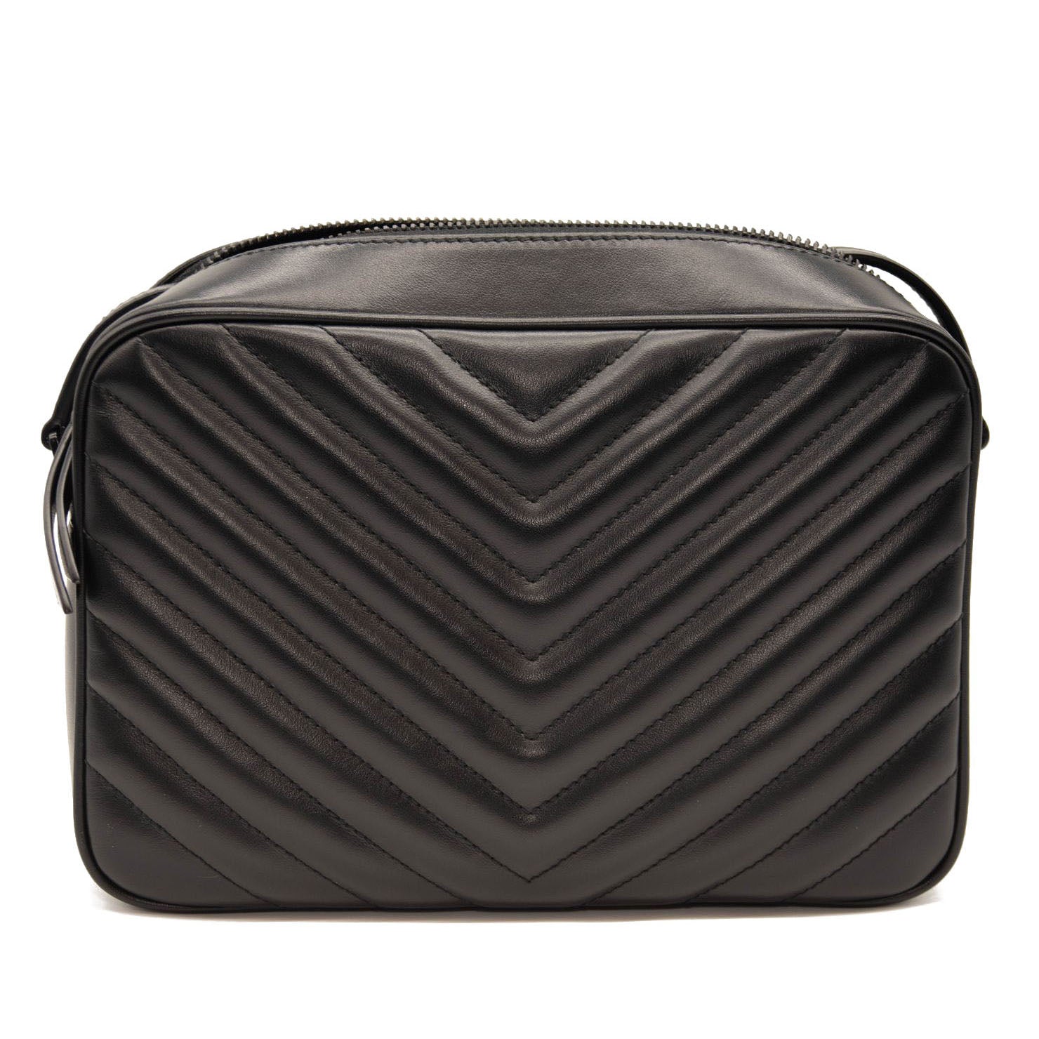 NEW SAINT LAURENT Calfskin Matelasse Monogram Monochrome Lou Camera Bag Black Noir