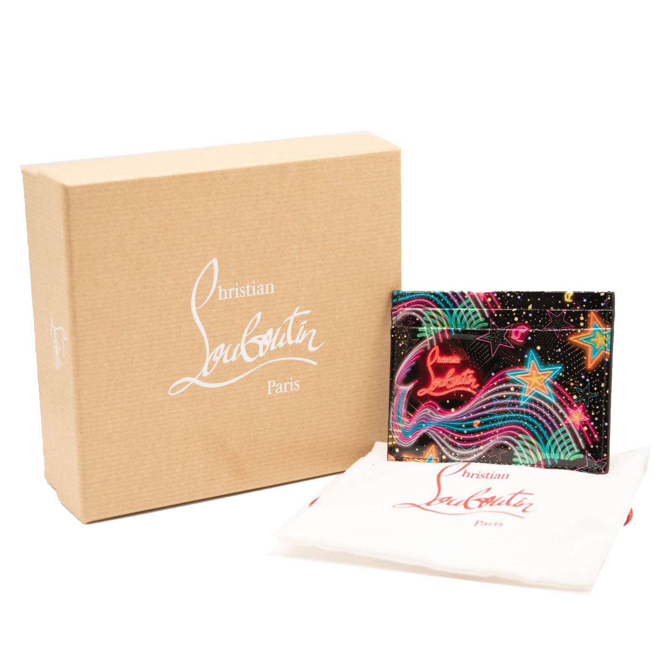 NEW Christian Louboutin Kios Starlight Print Patent Leather Card Holder