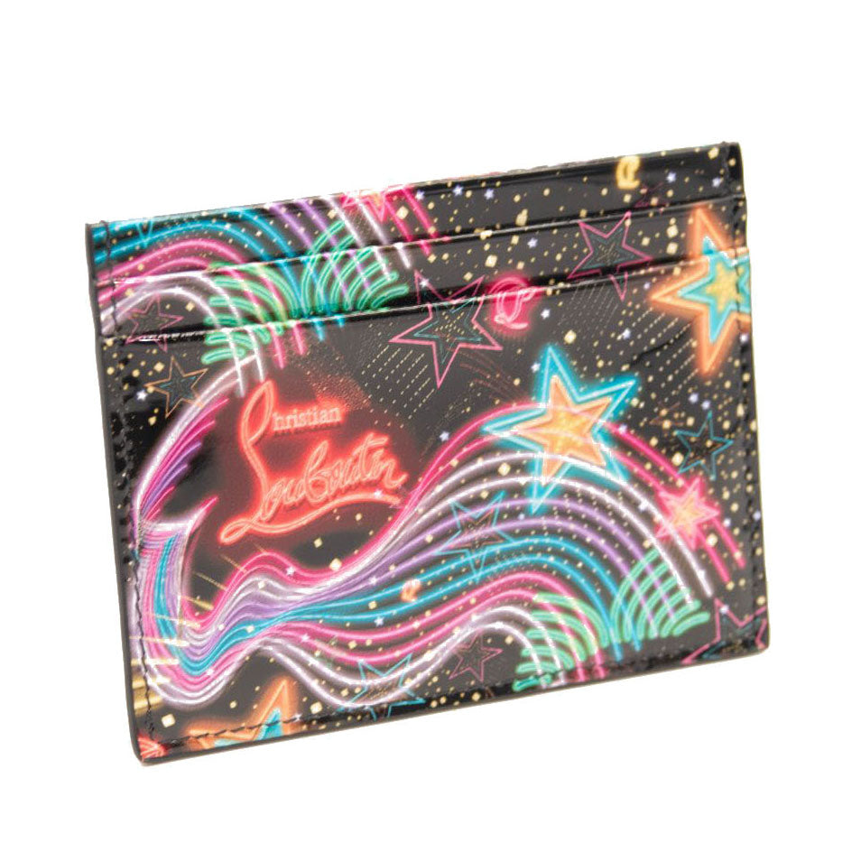 NEW Christian Louboutin Kios Starlight Print Patent Leather Card Holder