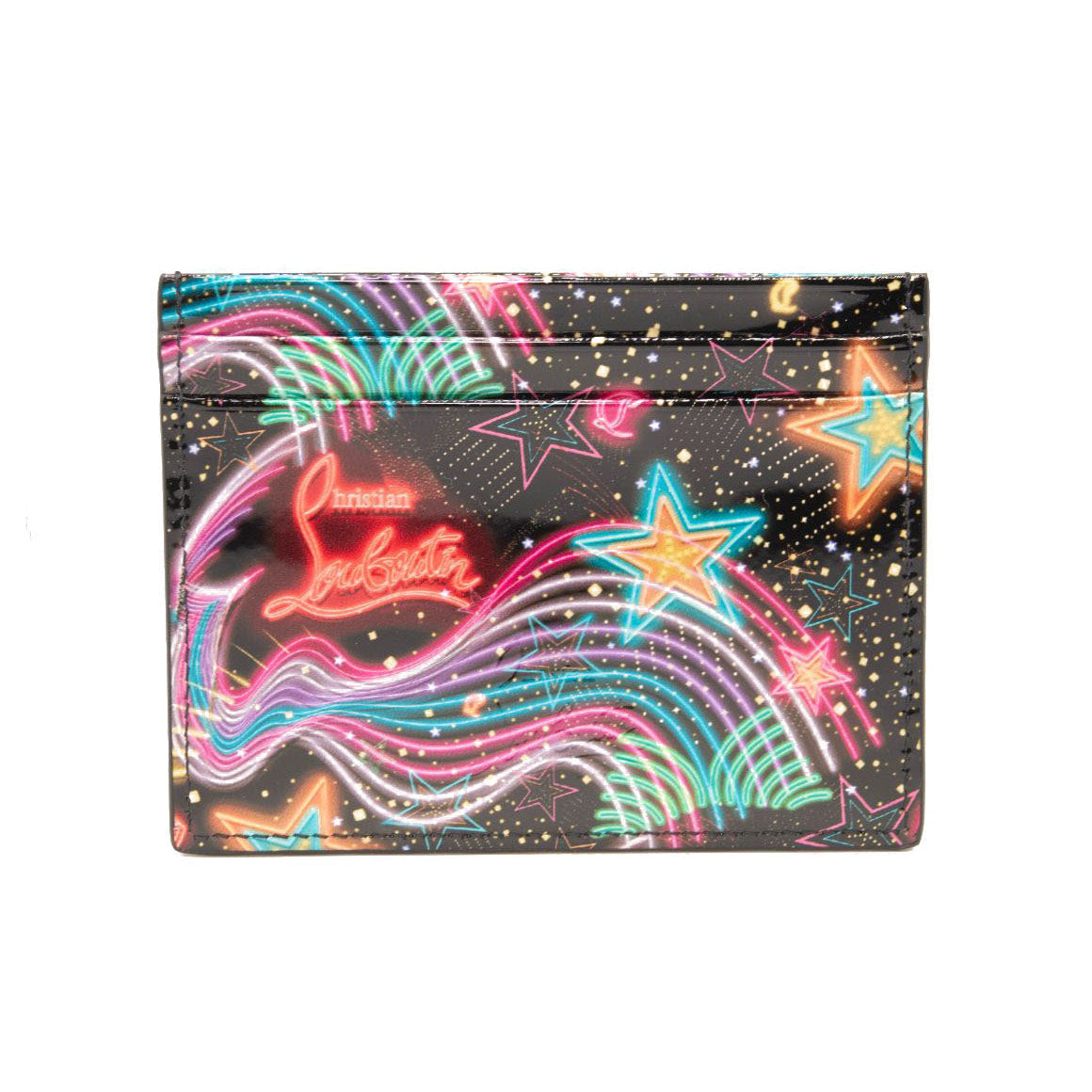 NEW Christian Louboutin Kios Starlight Print Patent Leather Card Holder