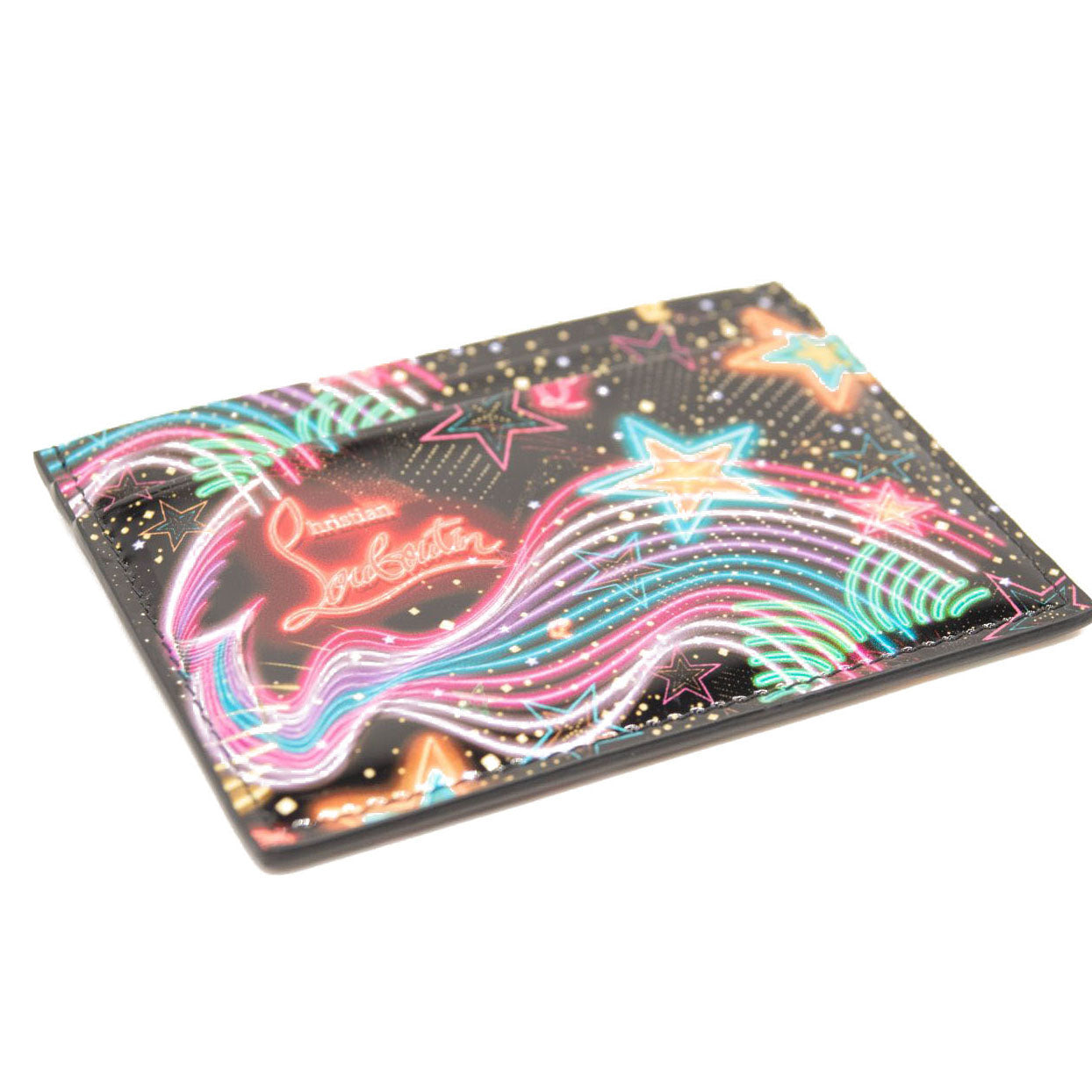 NEW Christian Louboutin Kios Starlight Print Patent Leather Card Holder