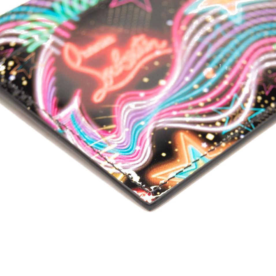 NEW Christian Louboutin Kios Starlight Print Patent Leather Card Holder