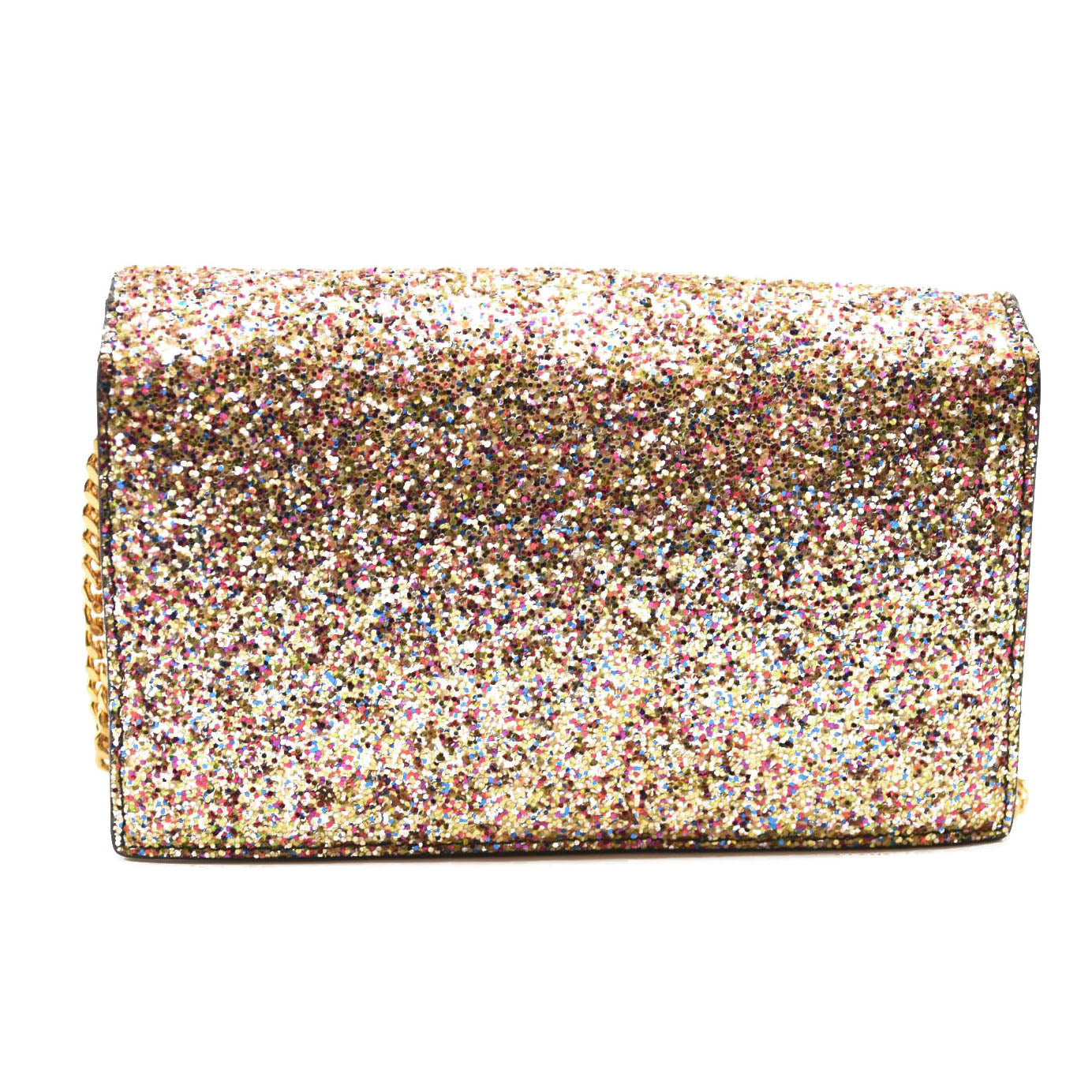 Saint Laurent Glitter Monogram Envelope Chain Wallet Multicolor