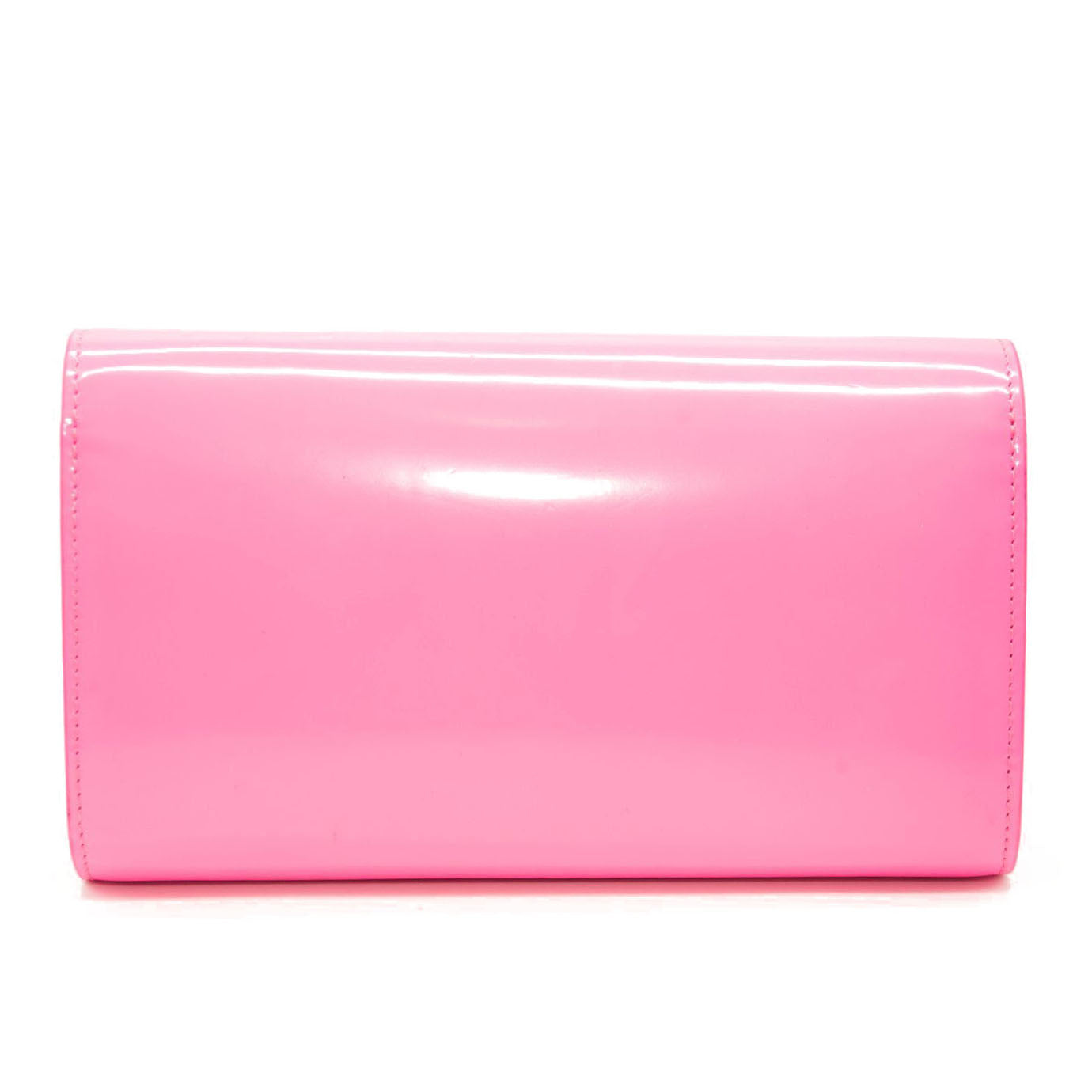NEW Christian Louboutin Loubi54 Leather Wallet on a Chain Fluo Pink