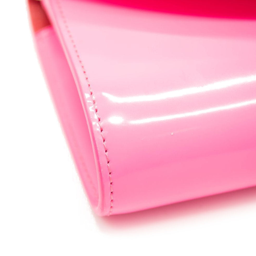 NEW Christian Louboutin Loubi54 Leather Wallet on a Chain Fluo Pink