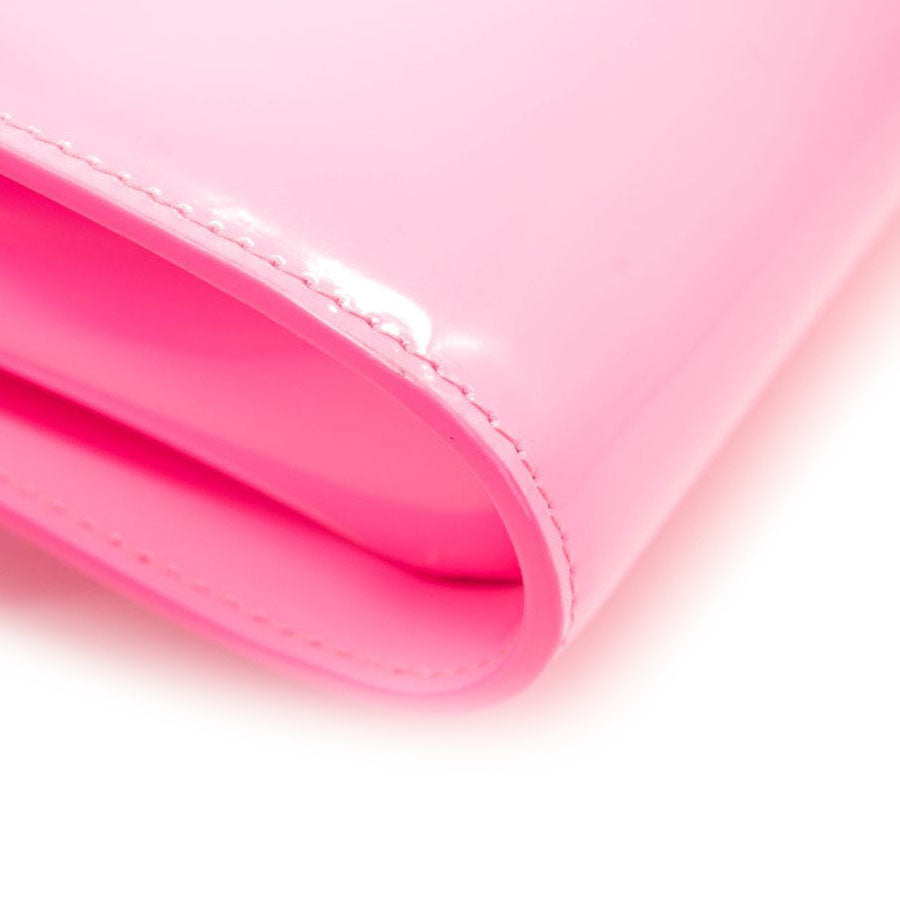 NEW Christian Louboutin Loubi54 Leather Wallet on a Chain Fluo Pink