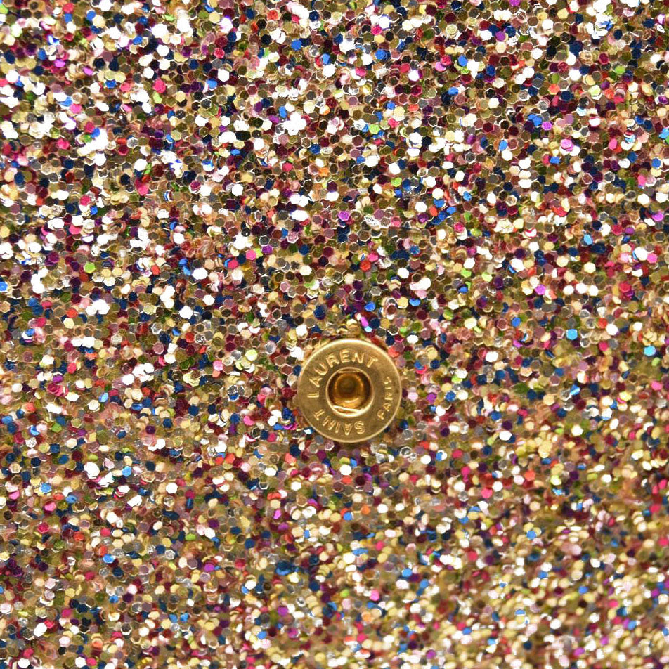 Saint Laurent Glitter Monogram Envelope Chain Wallet Multicolor