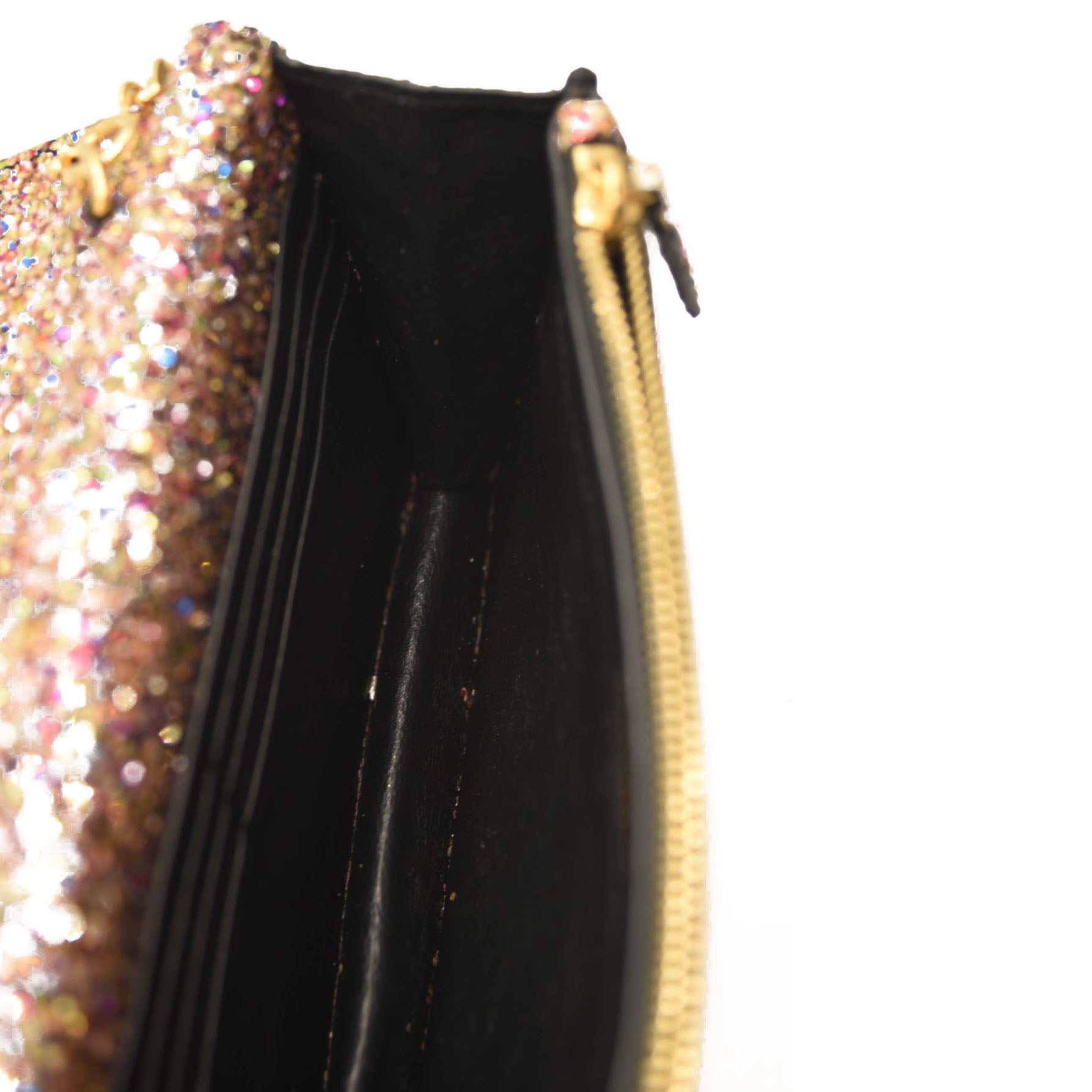 Saint Laurent Glitter Monogram Envelope Chain Wallet Multicolor