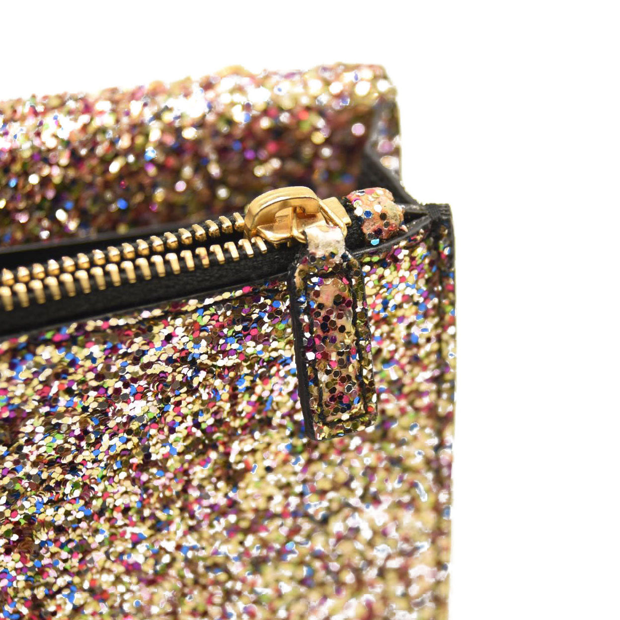 Saint Laurent Glitter Monogram Envelope Chain Wallet Multicolor