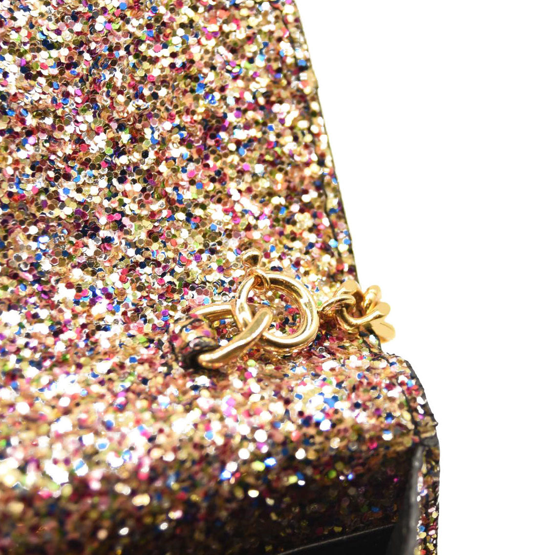 Saint Laurent Glitter Monogram Envelope Chain Wallet Multicolor