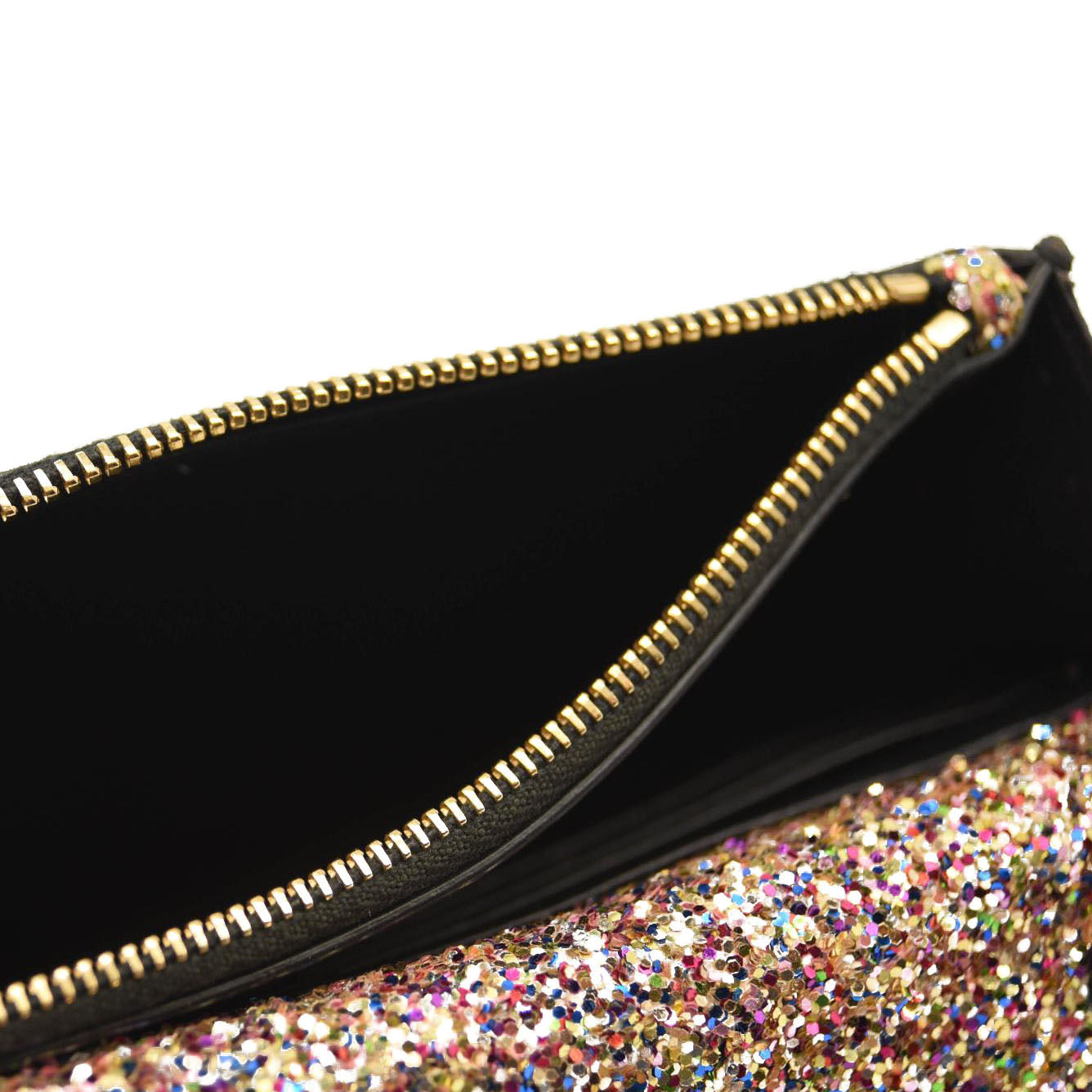 Saint Laurent Glitter Monogram Envelope Chain Wallet Multicolor