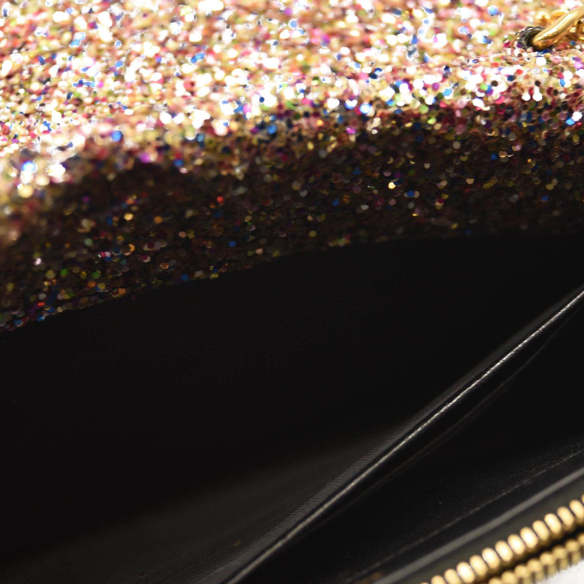 Saint Laurent Glitter Monogram Envelope Chain Wallet Multicolor