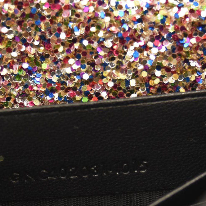 Saint Laurent Glitter Monogram Envelope Chain Wallet Multicolor