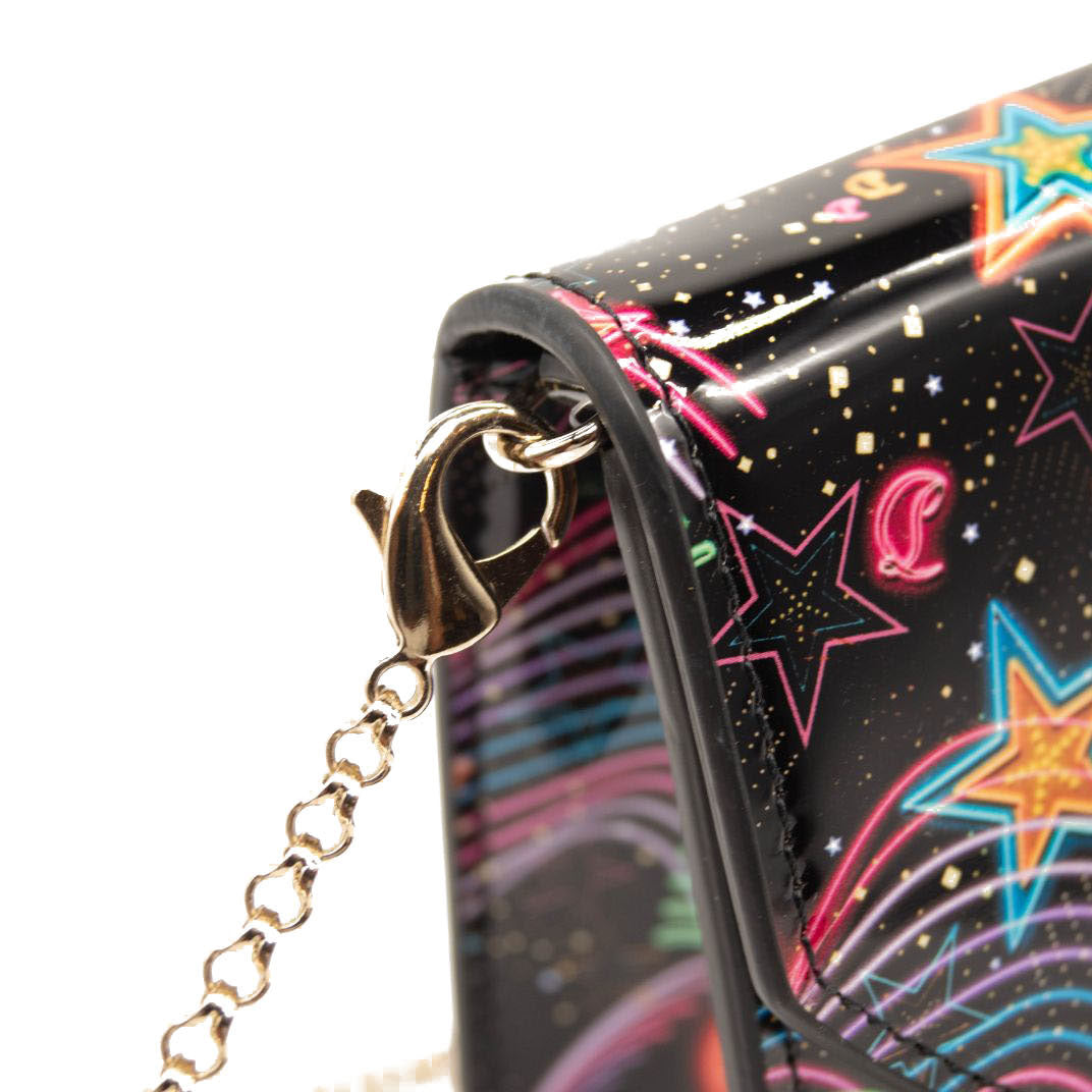 NEW Christian Louboutin Cabata Starlight Patent Leather Clutch Crossbody Chain