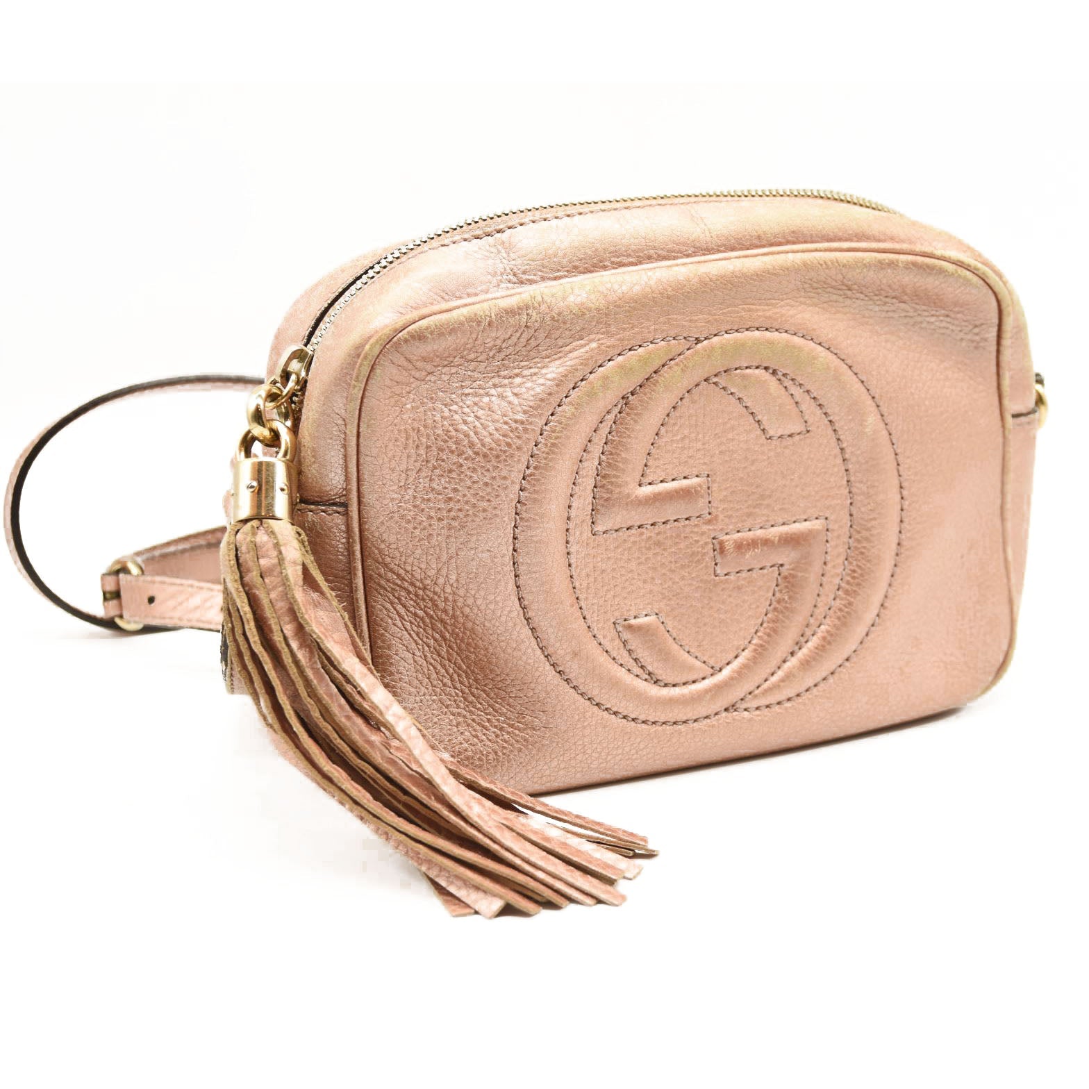 Rose Beige Gucci Soho Disco Bag Measurements GUCCI Metallic