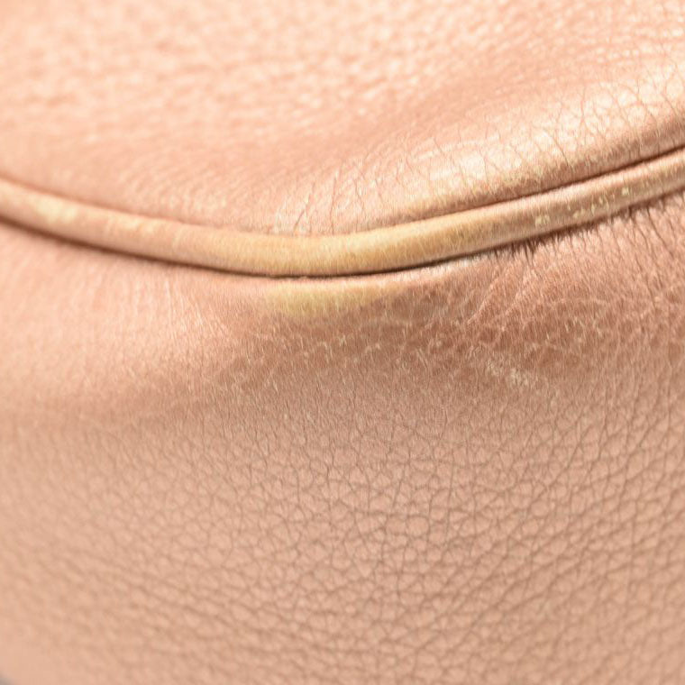 GUCCI Metallic Pebbled Calfskin Small Soho Disco Bag Pink Rose Gold