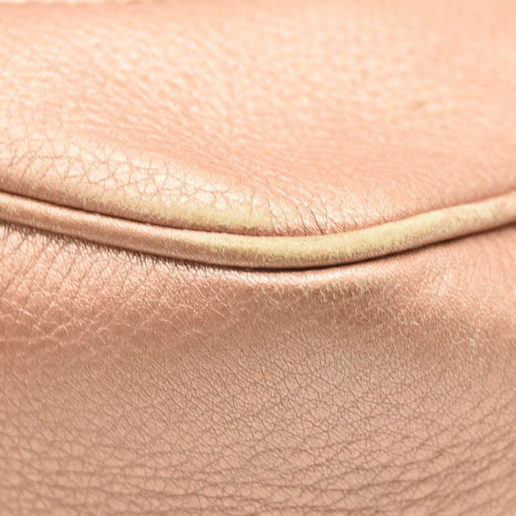 GUCCI Metallic Pebbled Calfskin Small Soho Disco Bag Pink Rose Gold