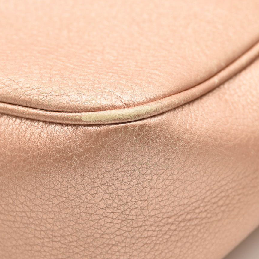 GUCCI Metallic Pebbled Calfskin Small Soho Disco Bag Pink Rose Gold