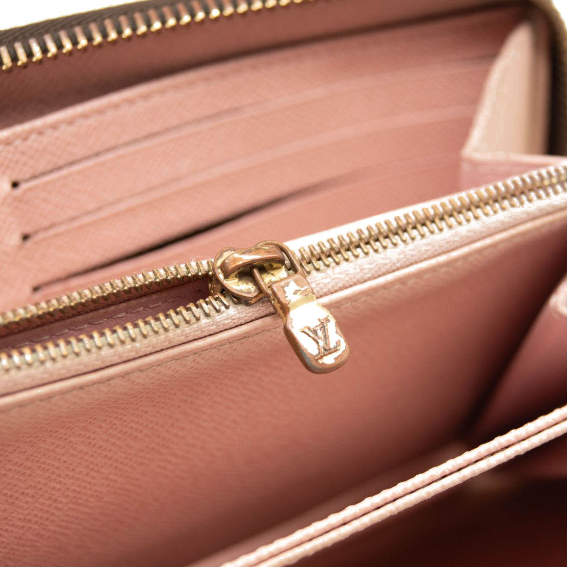 Louis Vuitton Damier Ebene Zippy Wallet Rose Ballerine