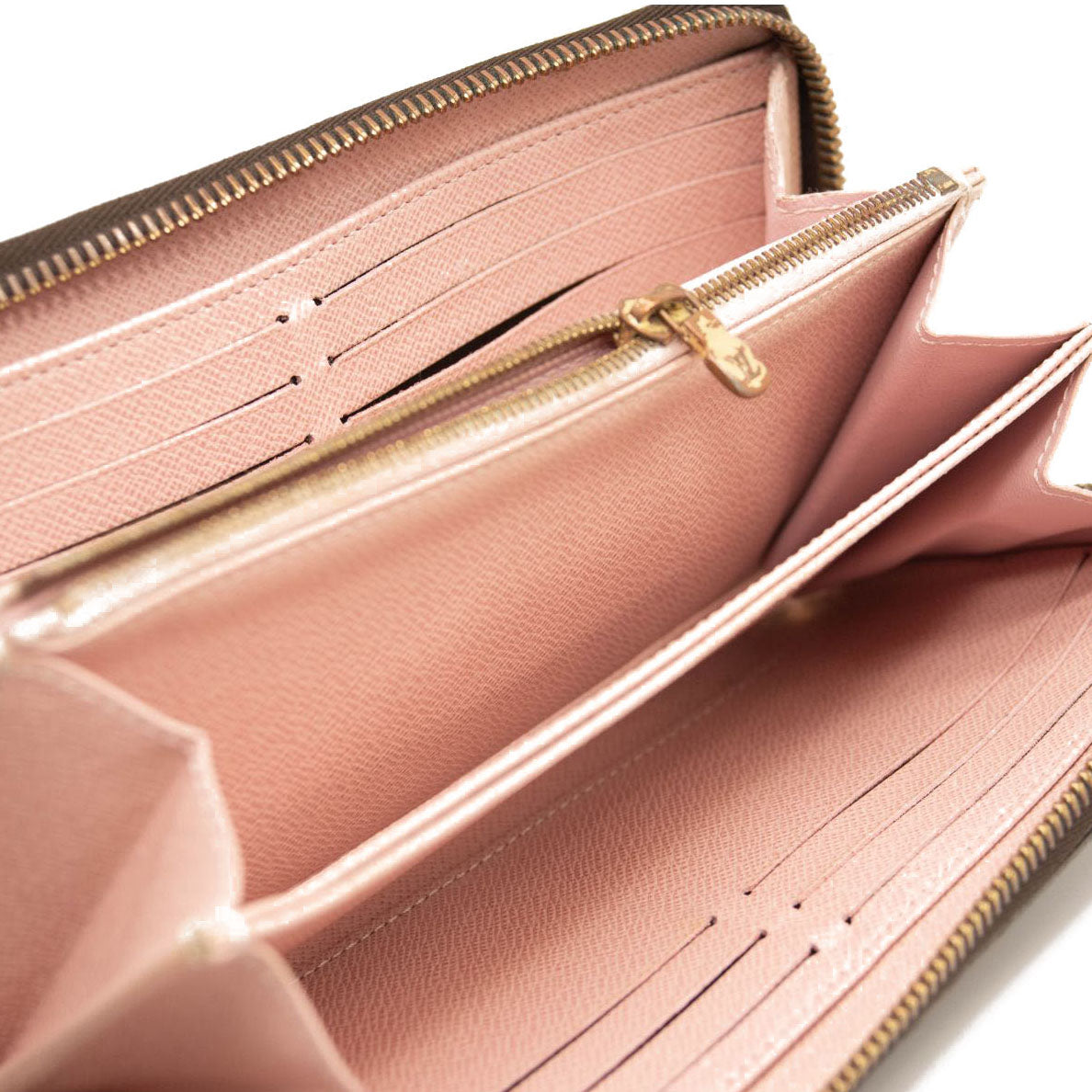 Louis Vuitton Damier Ebene Zippy Wallet Rose Ballerine