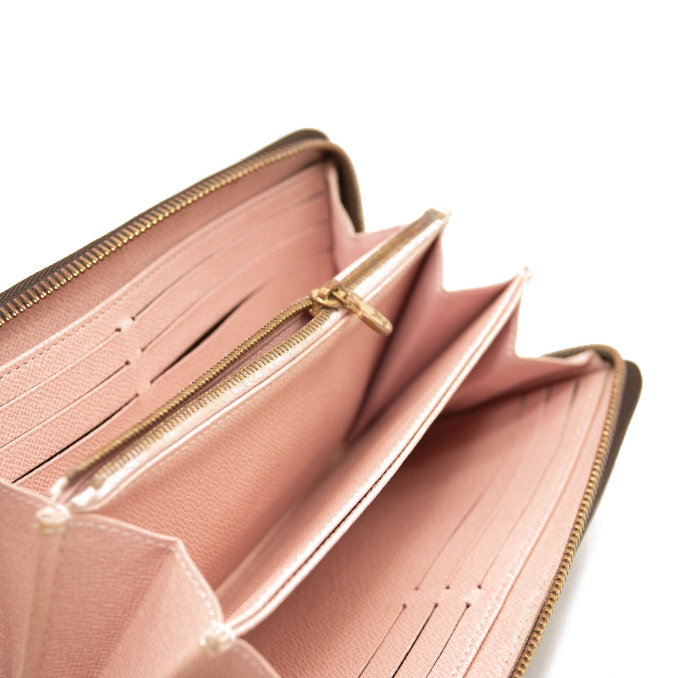 Louis Vuitton Damier Ebene Zippy Wallet Rose Ballerine