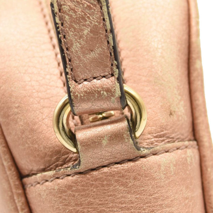 GUCCI Metallic Pebbled Calfskin Small Soho Disco Bag Pink Rose Gold