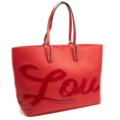 NEW Christian Louboutin Cabata Logo Calfskin Leather Tote Red