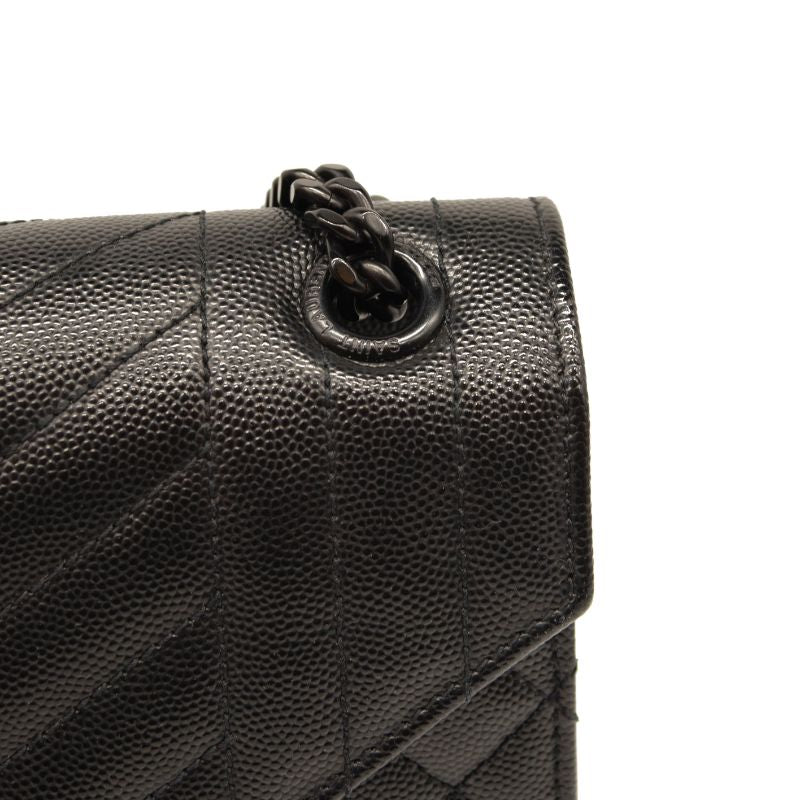 NEW $3050 Saint Laurent Medium Envelope Chain Shoulder Bag Black Noir Mixed Matelasse