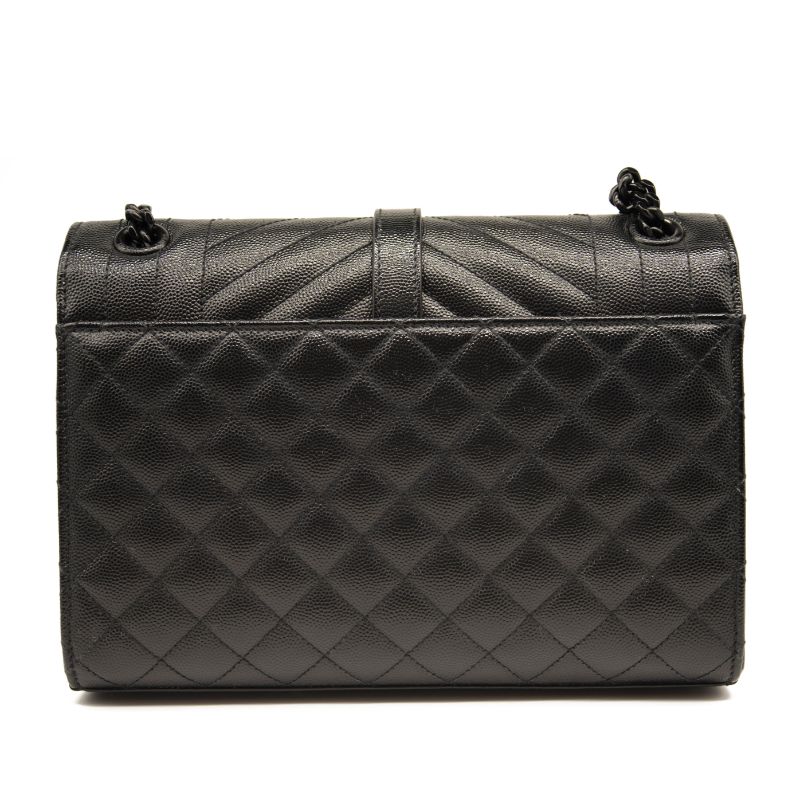 NEW $3050 Saint Laurent Medium Envelope Chain Shoulder Bag Black Noir Mixed Matelasse