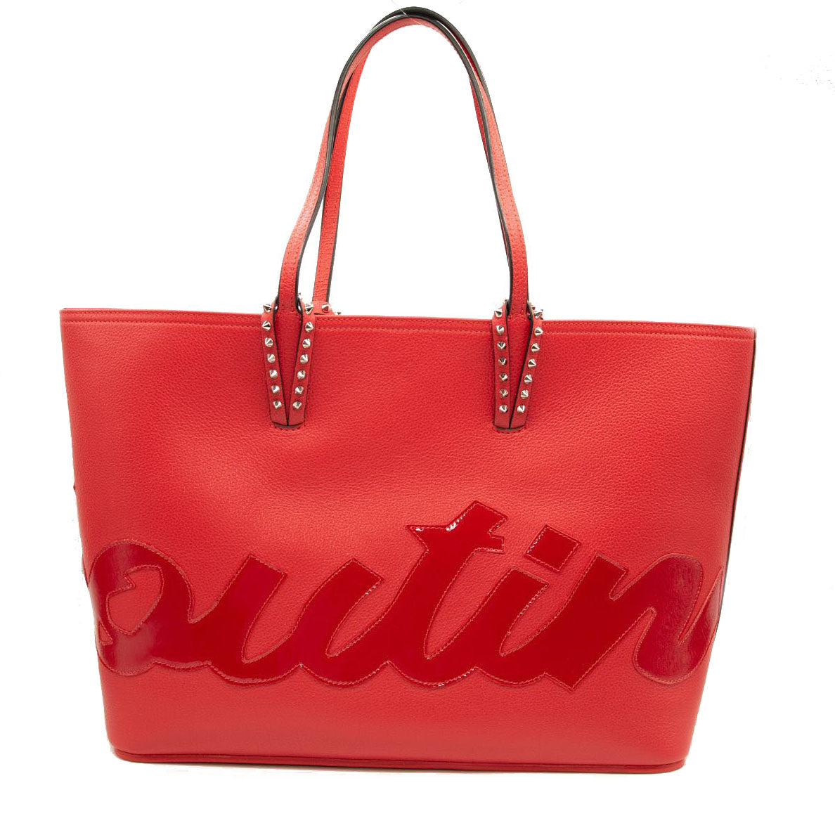 NEW Christian Louboutin Cabata Logo Calfskin Leather Tote Red