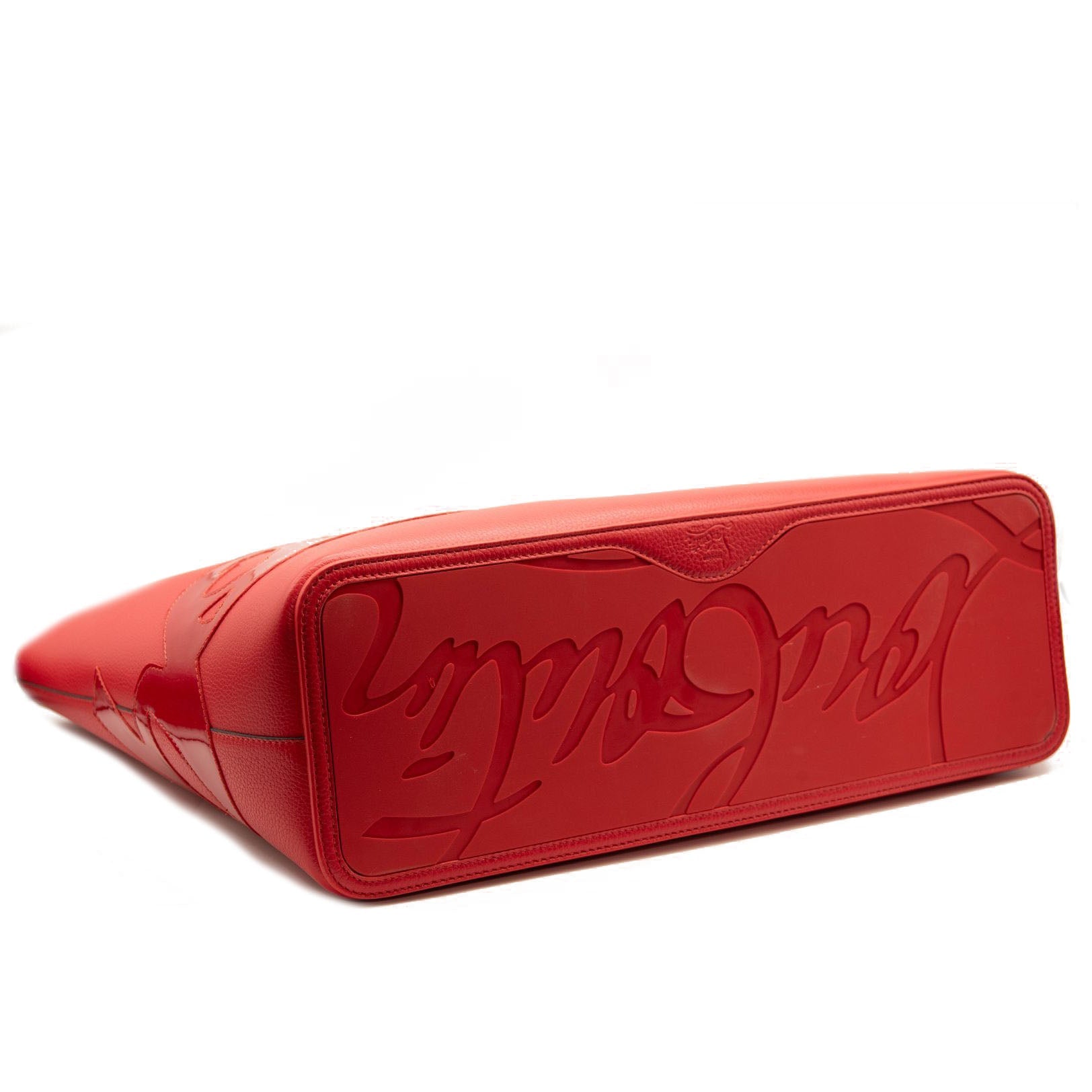 NEW Christian Louboutin Cabata Logo Calfskin Leather Tote Red