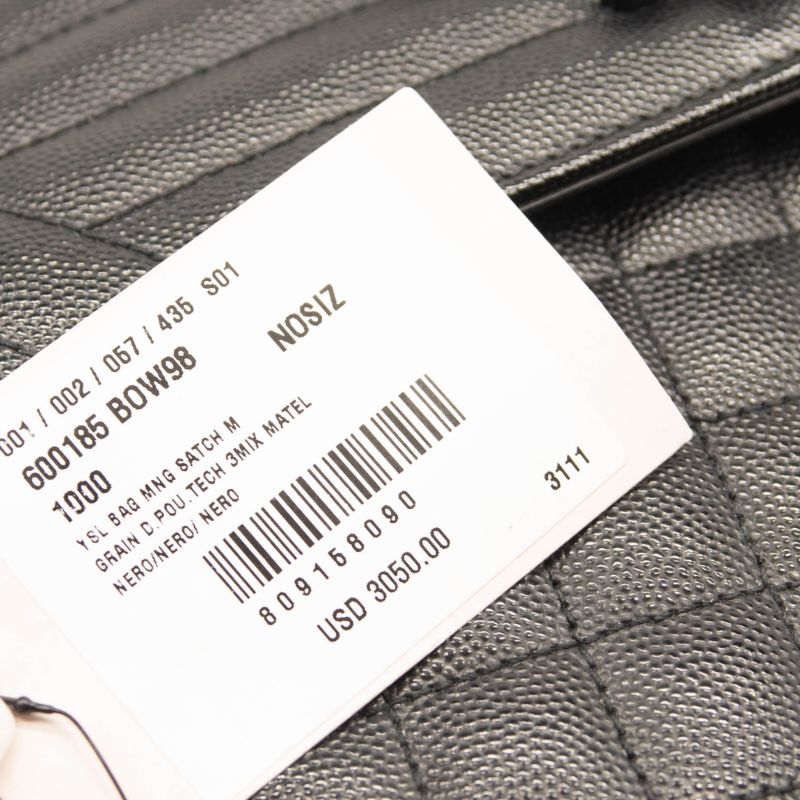 NEW $3050 Saint Laurent Medium Envelope Chain Shoulder Bag Black Noir Mixed Matelasse