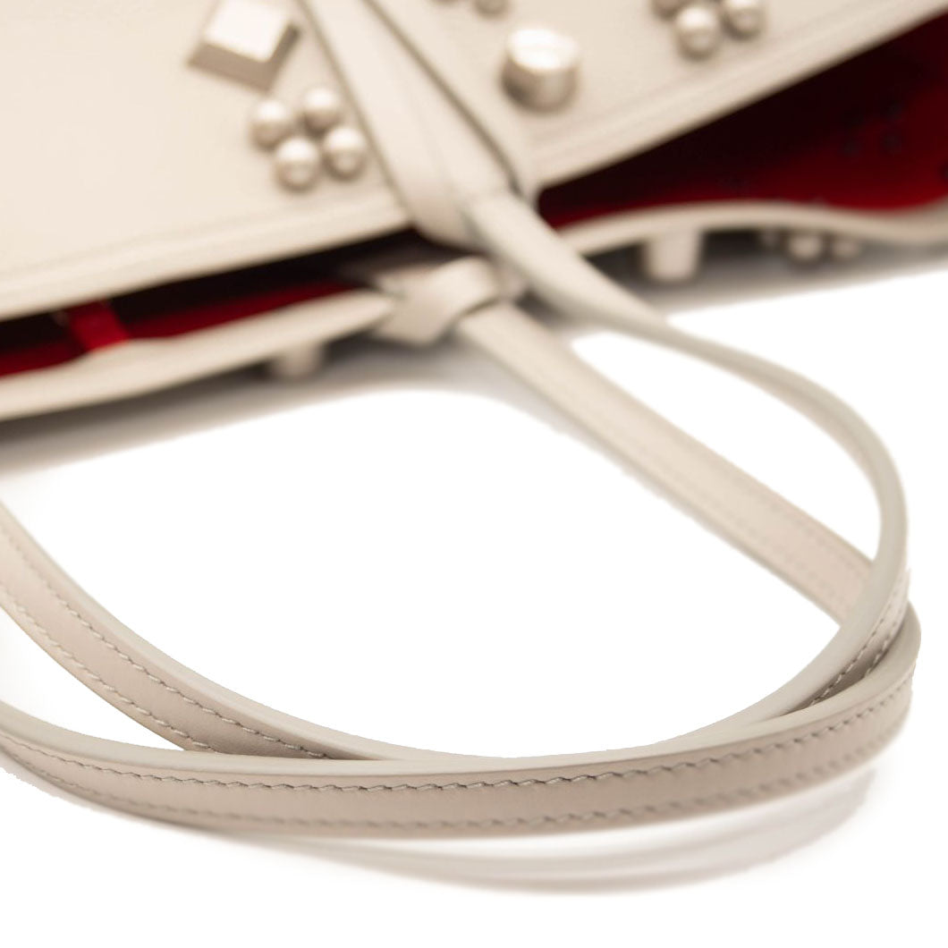 NEW Christian Louboutin Cabata Studded Leather Tote Goose Grey