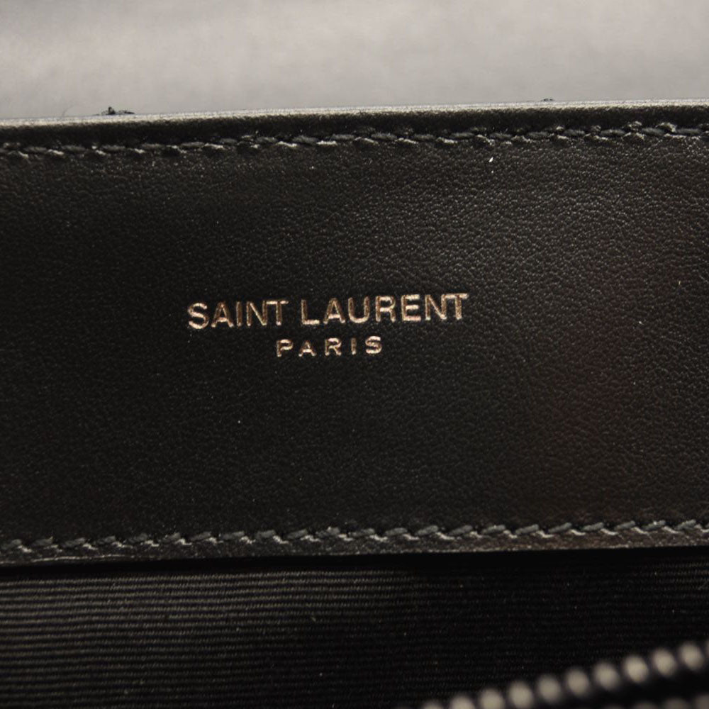NEW SAINT LAURENT Calfskin Y Quilted Monogram Monochrome Medium Loulou Chain Satchel Black