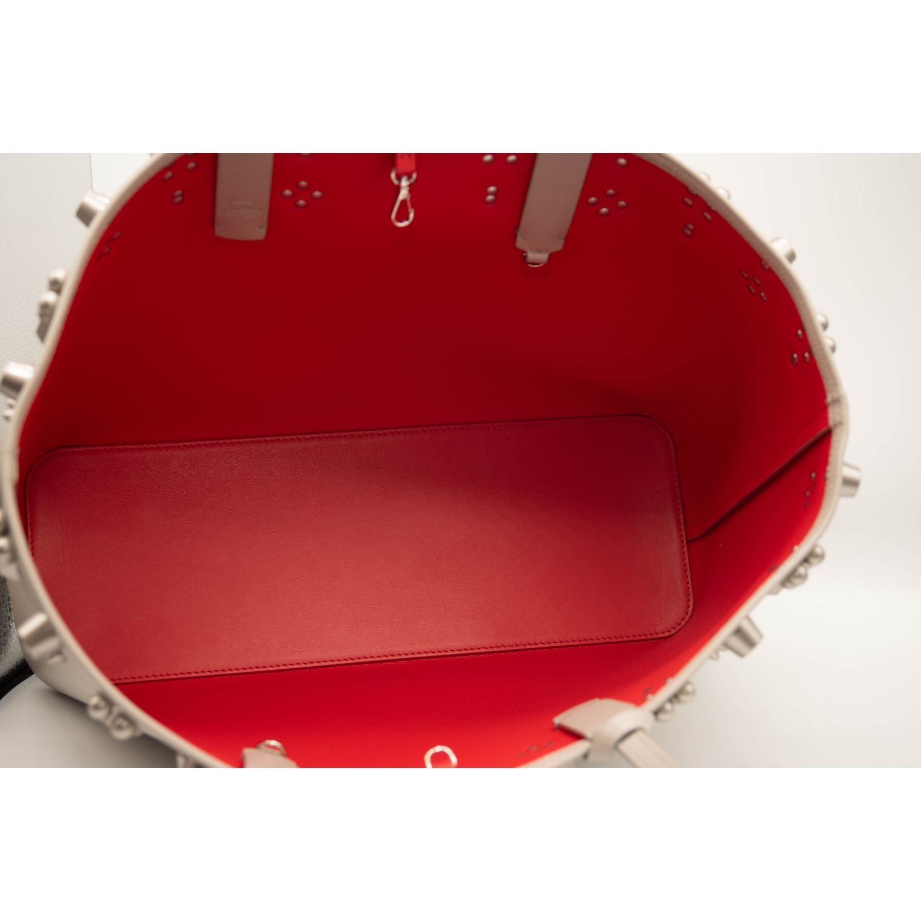 NEW Christian Louboutin Cabata Studded Leather Tote Goose Grey