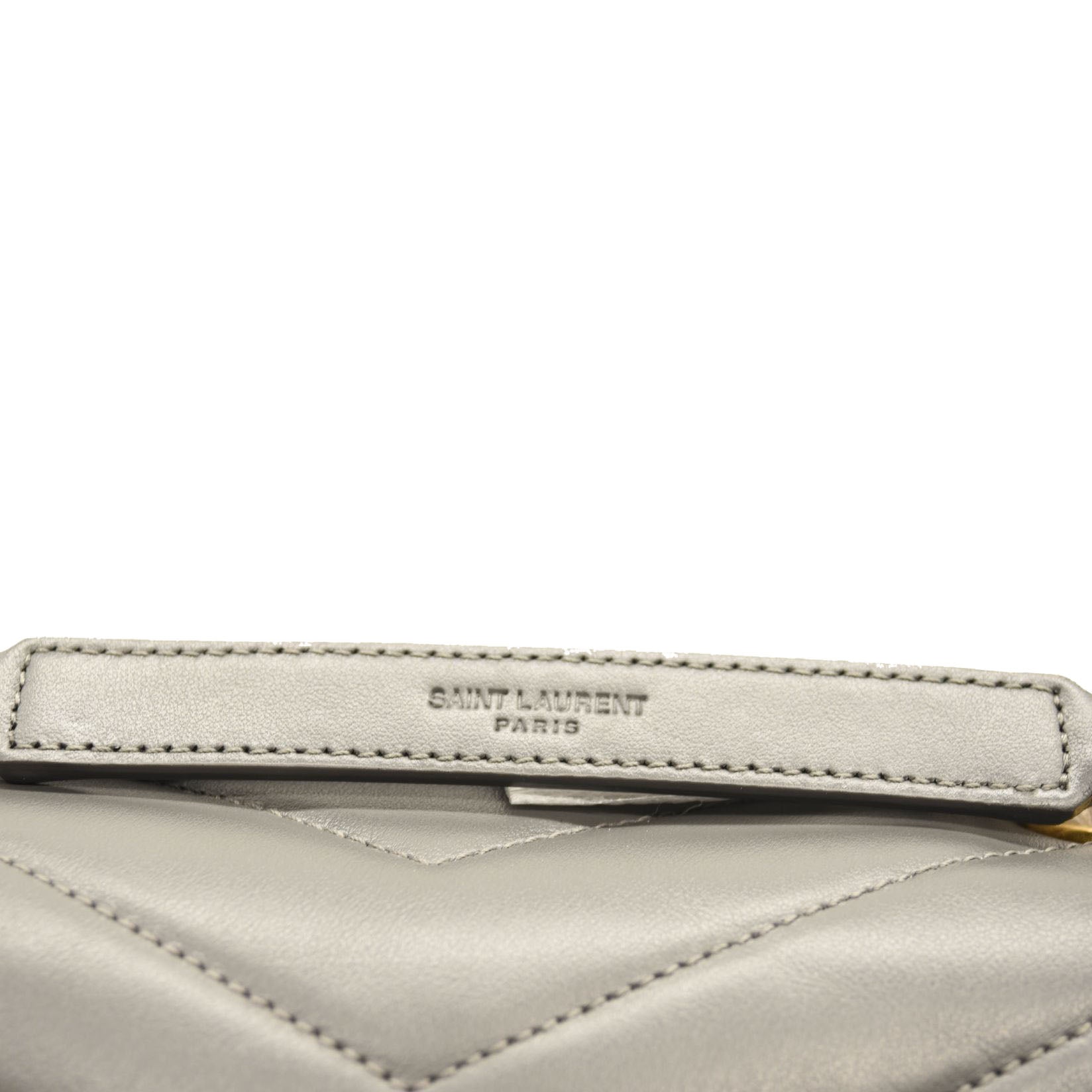 NEW SAINT LAURENT Calfskin Y Quilted Monogram Medium Loulou Chain Satchel Storm