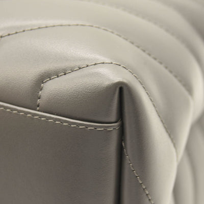 NEW SAINT LAURENT Calfskin Y Quilted Monogram Medium Loulou Chain Satchel Storm