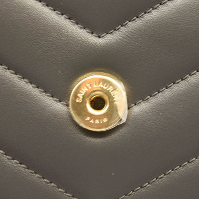 NEW SAINT LAURENT Calfskin Y Quilted Monogram Medium Loulou Chain Satchel Storm