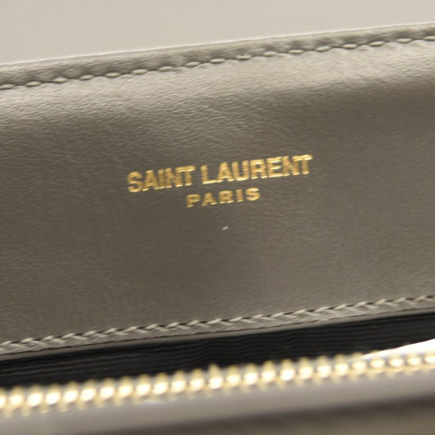 NEW SAINT LAURENT Calfskin Y Quilted Monogram Medium Loulou Chain Satchel Storm
