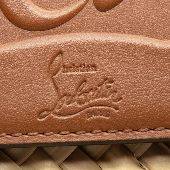 NEW CHRISTIAN LOUBOUTIN Woven Straw Loubishore Tote Brown