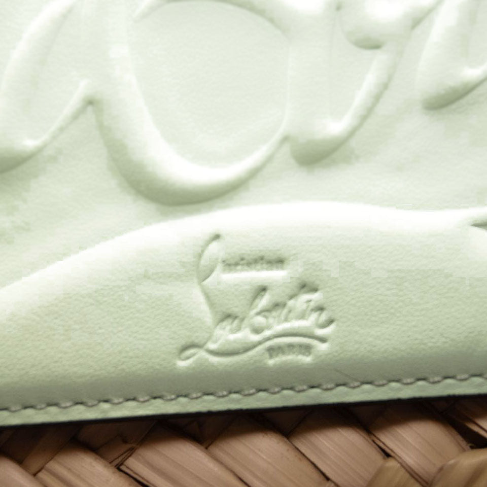 NEW CHRISTIAN LOUBOUTIN Woven Straw Loubishore Tote Studio Green