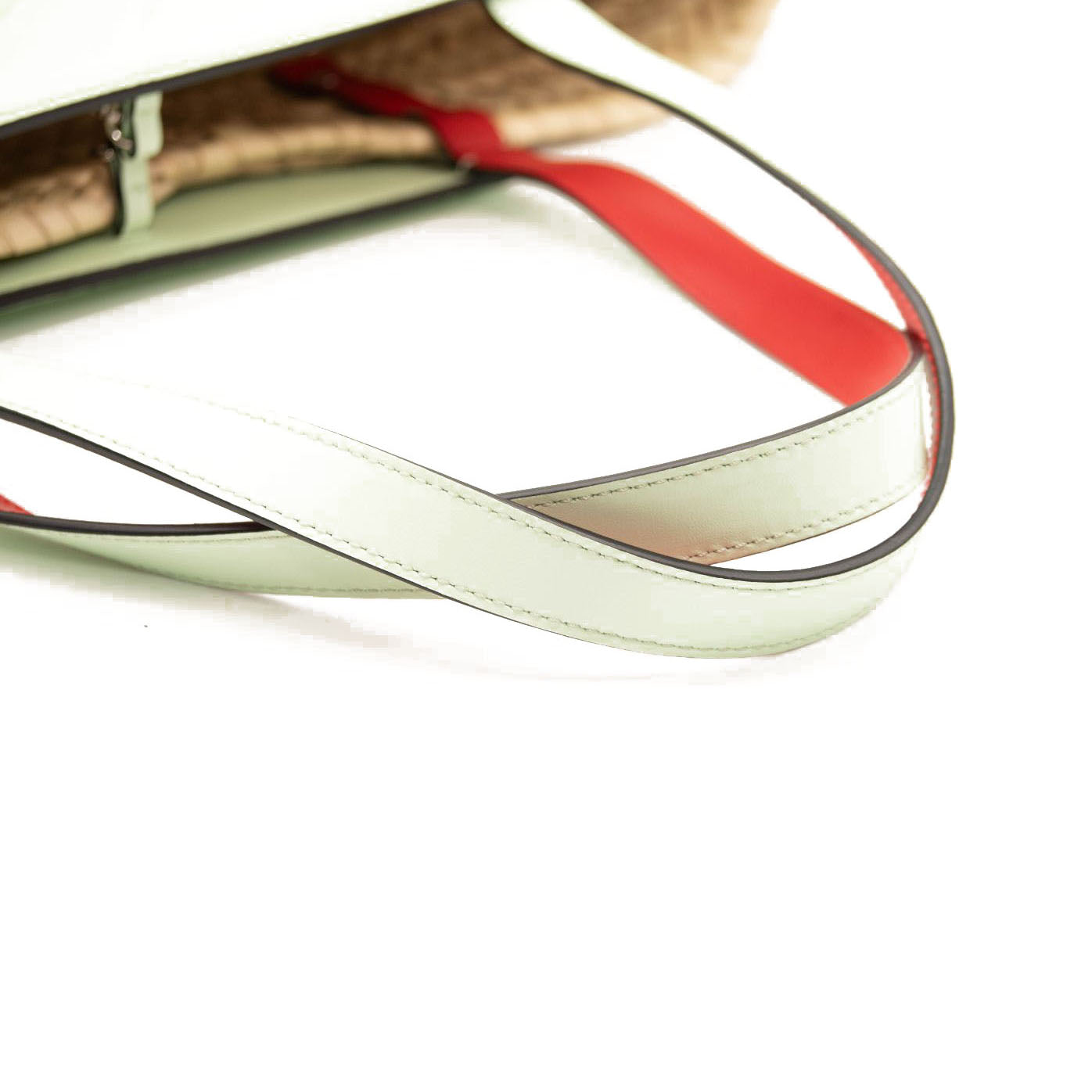 NEW CHRISTIAN LOUBOUTIN Woven Straw Loubishore Tote Studio Green