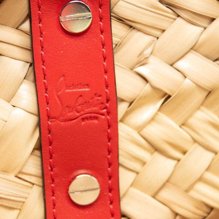 NEW CHRISTIAN LOUBOUTIN Woven Straw Loubishore Tote Studio Green