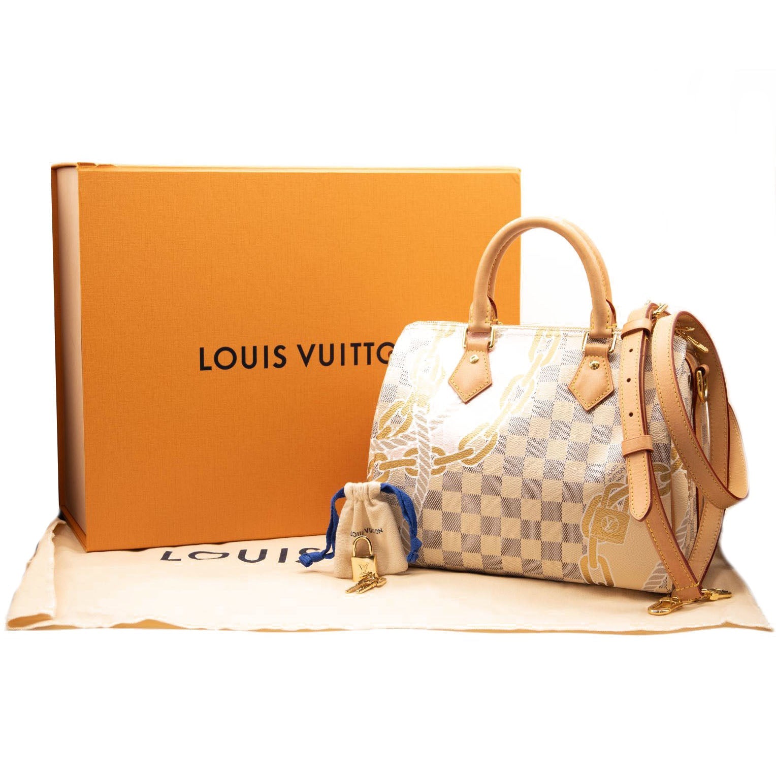 LOUIS VUITTON Damier Azur Nautical Speedy Bandouliere 25