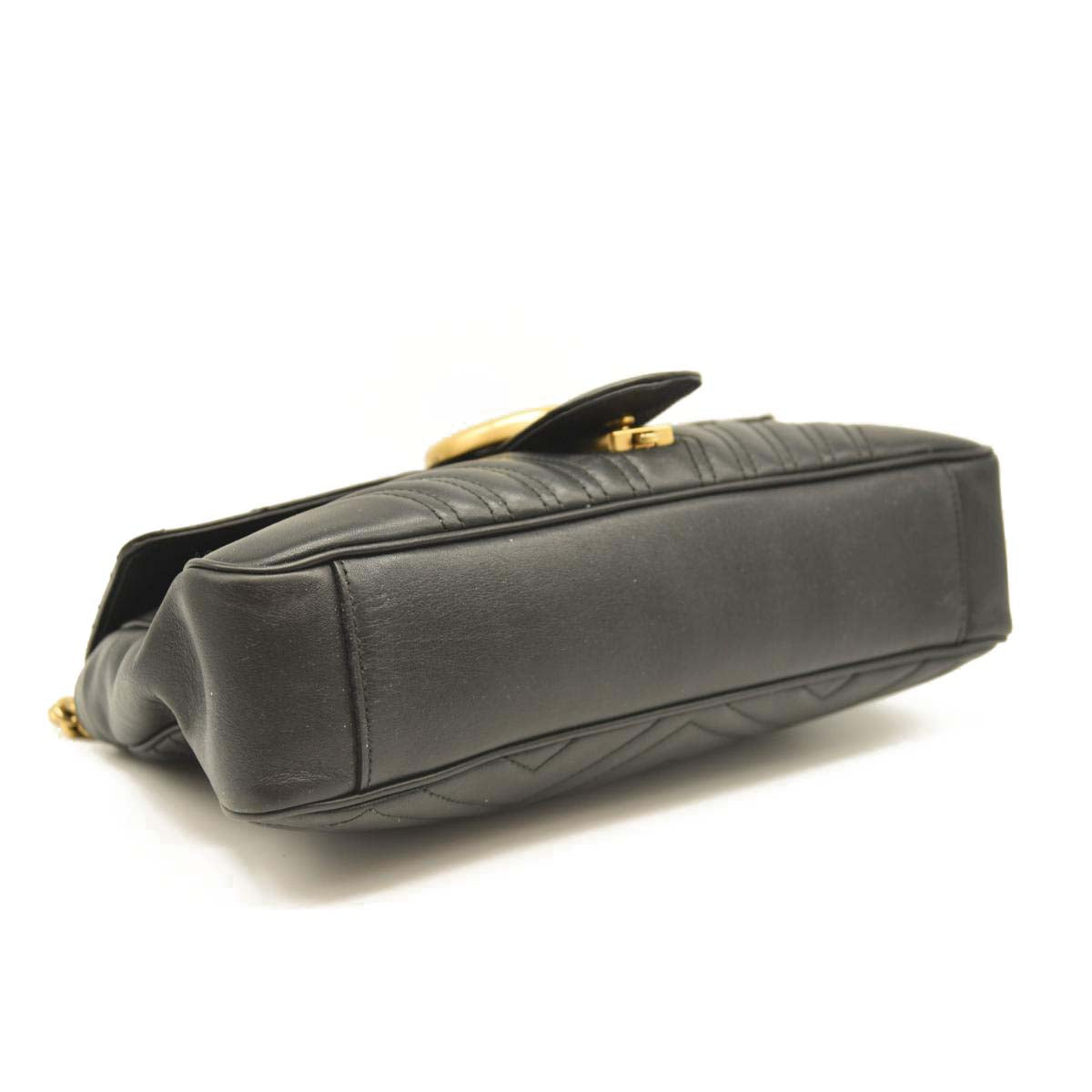 Used Gucci Calfskin Matelasse Medium GG Marmont Shoulder Bag Black