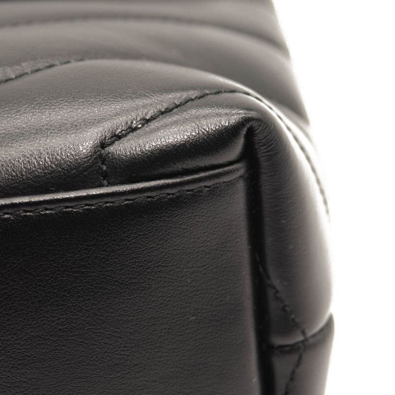 NEW SAINT LAURENT Calfskin Y Quilted Monogram Monochrome Small Loulou Chain Satchel Black