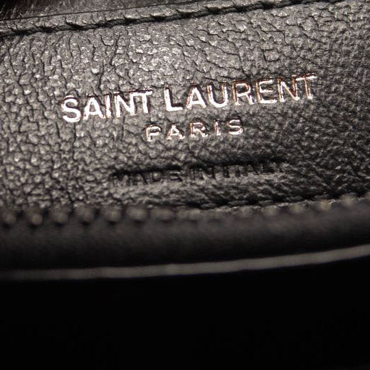 NEW SAINT LAURENT Calfskin Y Quilted Monogram Monochrome Small Loulou Chain Satchel Black