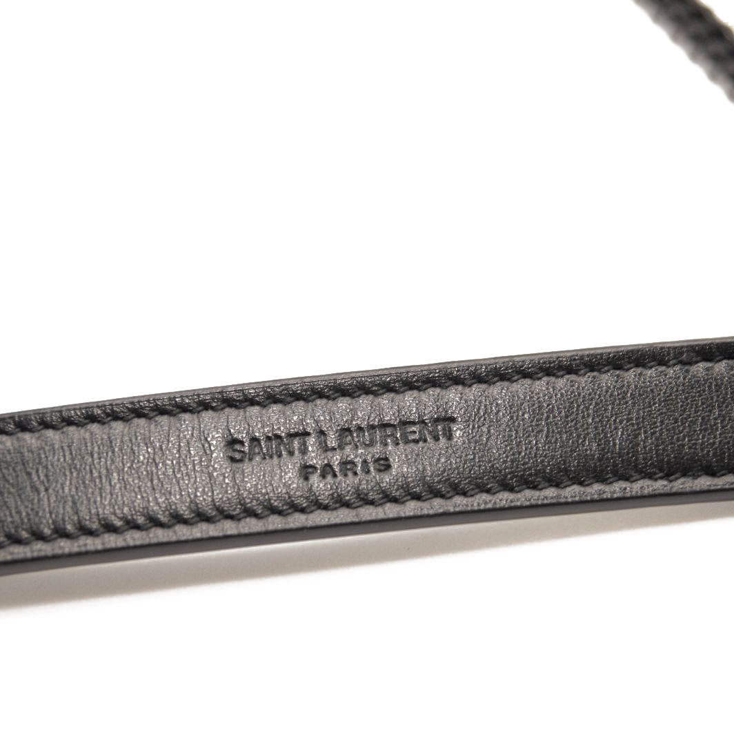 NEW SAINT LAURENT Calfskin Y Quilted Monogram Monochrome Small Loulou Chain Satchel Black