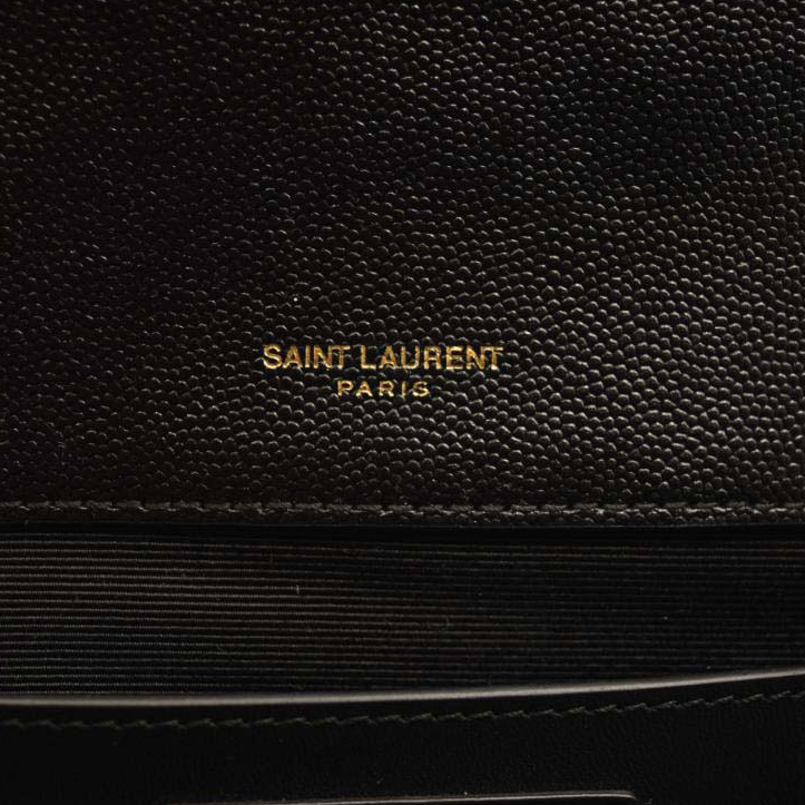 NEW SAINT LAURENT Grain De Poudre Textured Mixed Matelasse Triquilt Medium Monogram Satchel Black