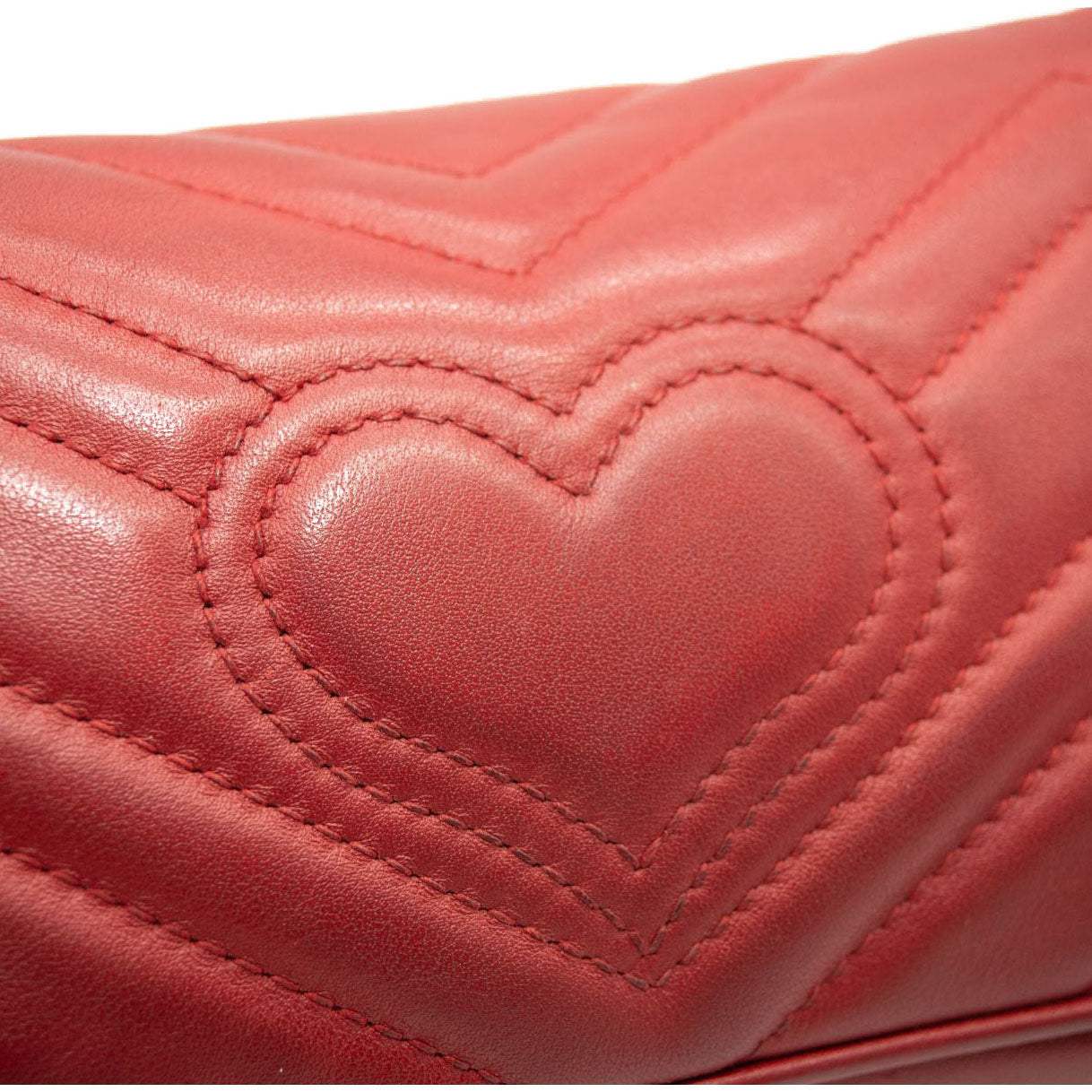 Gucci Calfskin Matelasse Super Mini GG Marmont Shoulder Bag Hibiscus Red